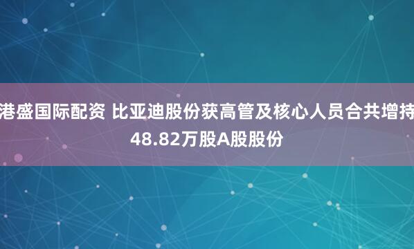 港盛国际配资 比亚迪股份获高管及核心人员合共增持48.82万股A股股份